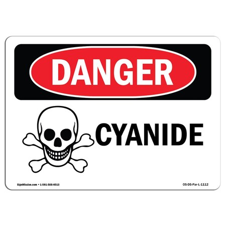 Signmission Safety Sign, OSHA Danger, 10" Height, 14" Width, Rigid Plastic, Cyanide, Landscape, 1014-L-1112 OS-DS-P-1014-L-1112